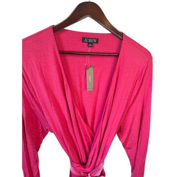 J. CREW NWT FormKnit Pink Long Sleeve Wrap Top w/ Velvet Tie Belt Sz 2X Holidays - Picture 5 of 14